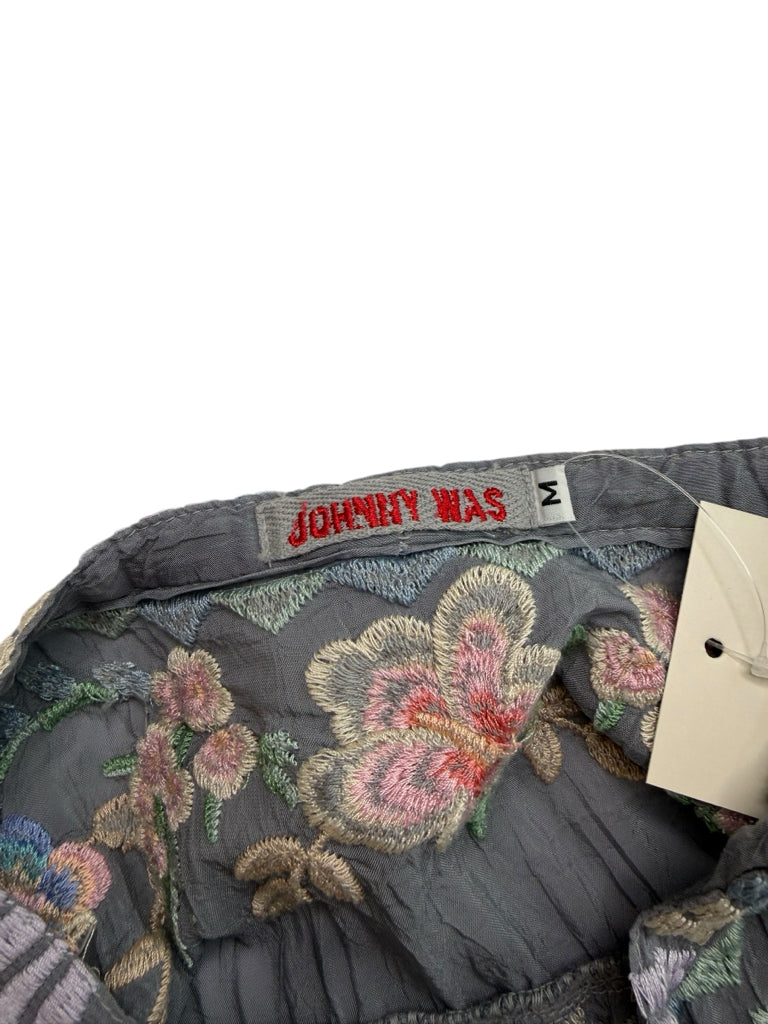 Johnny Was Gray Floral Embroidered Dreaming Blouse Size M