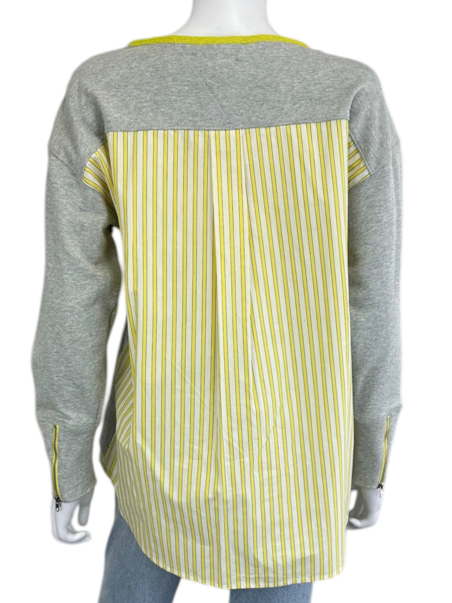 tru luxe Gray and Yellow Contrast Knit Top Size M