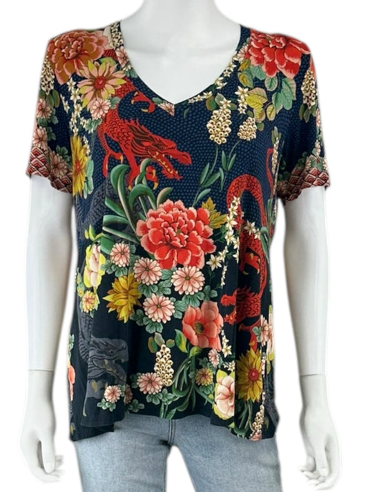 Johnny Was Floral Print Knit Top Size M