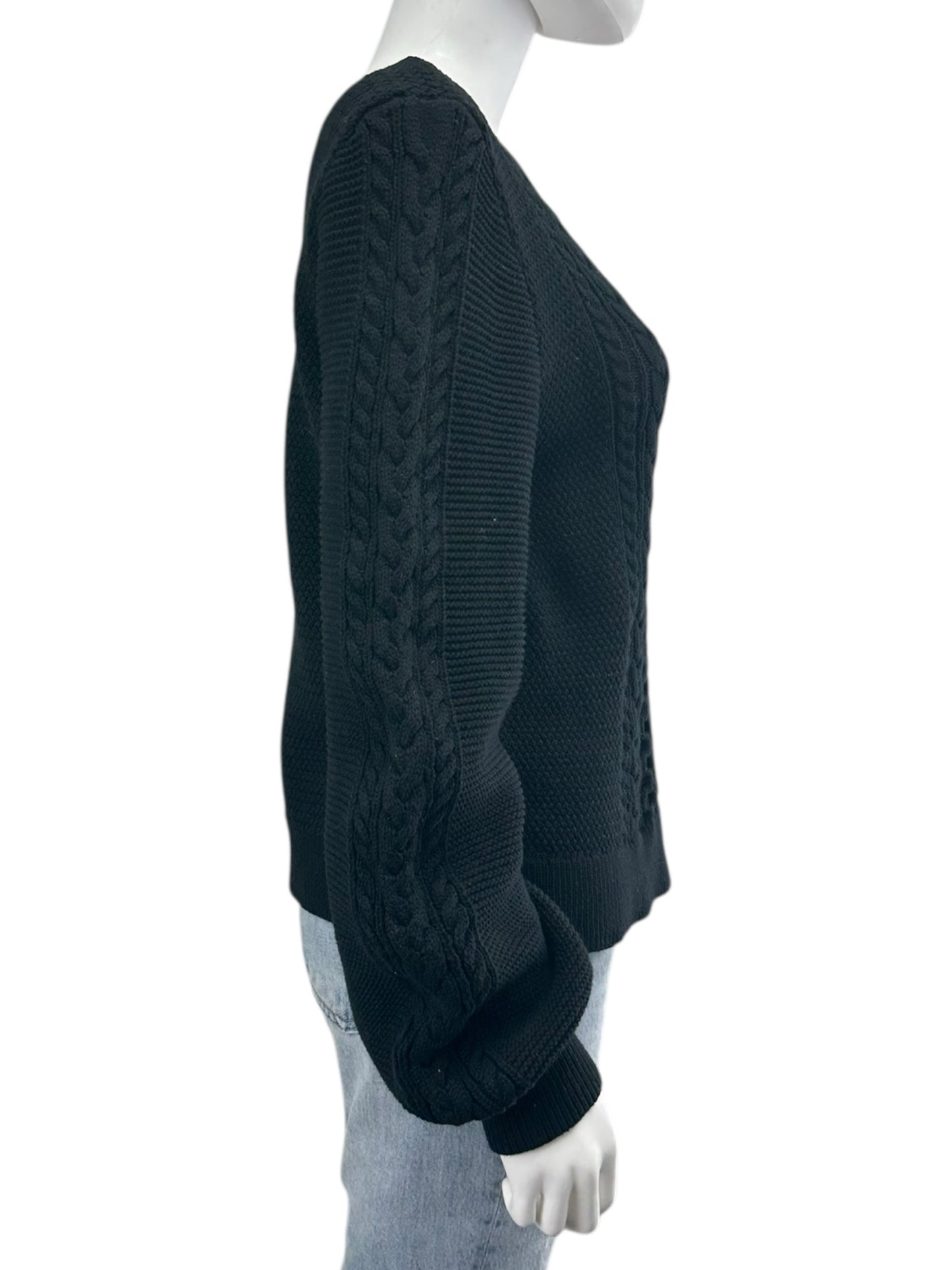 LILLA P Black Cable Knit Sweater Size L