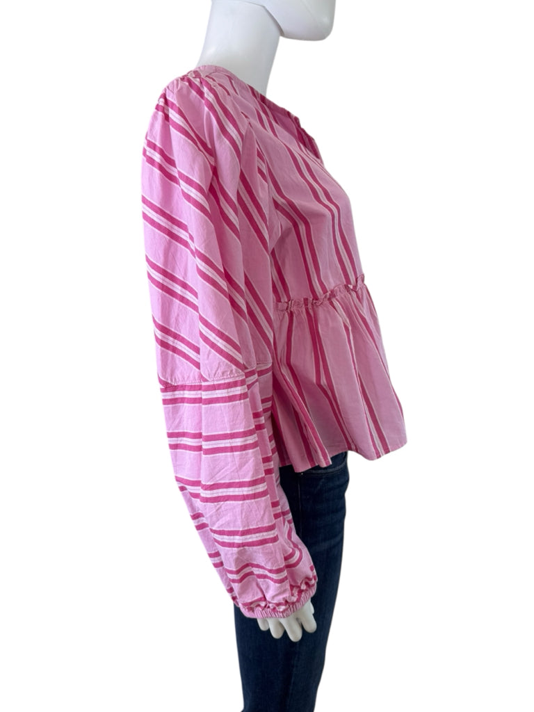 Free People NWT Pink Striped Brunch Babe Top Size S