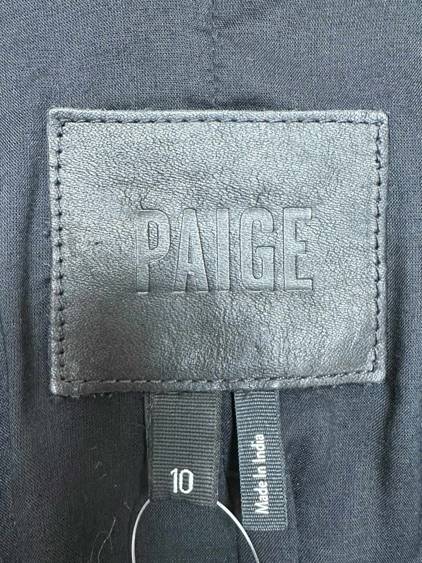PAIGE Black Genuine Leather Blazer Size 10