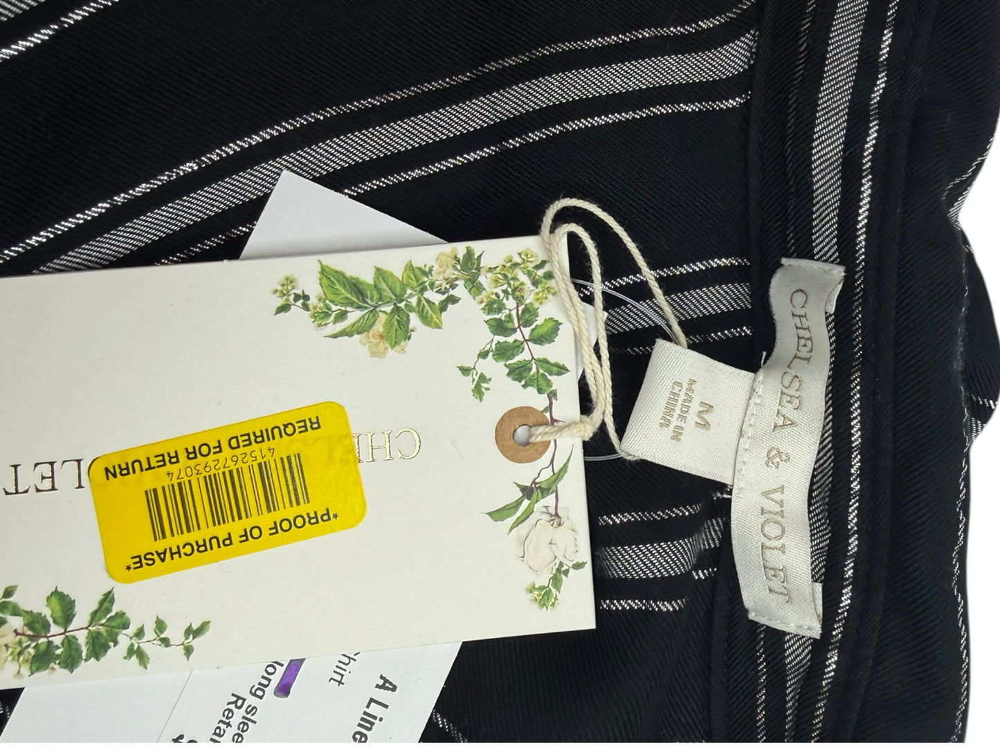 Chelsea & Violet NWT Black Striped Button Down Shirt Size M