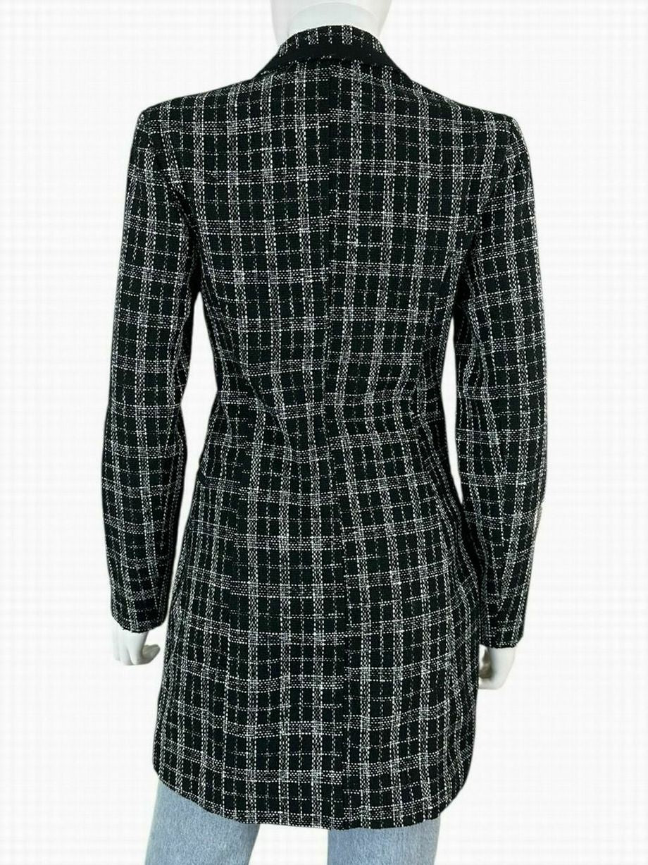 idem ditto Black Plaid Tweed Doublebreasted Coat Size S
