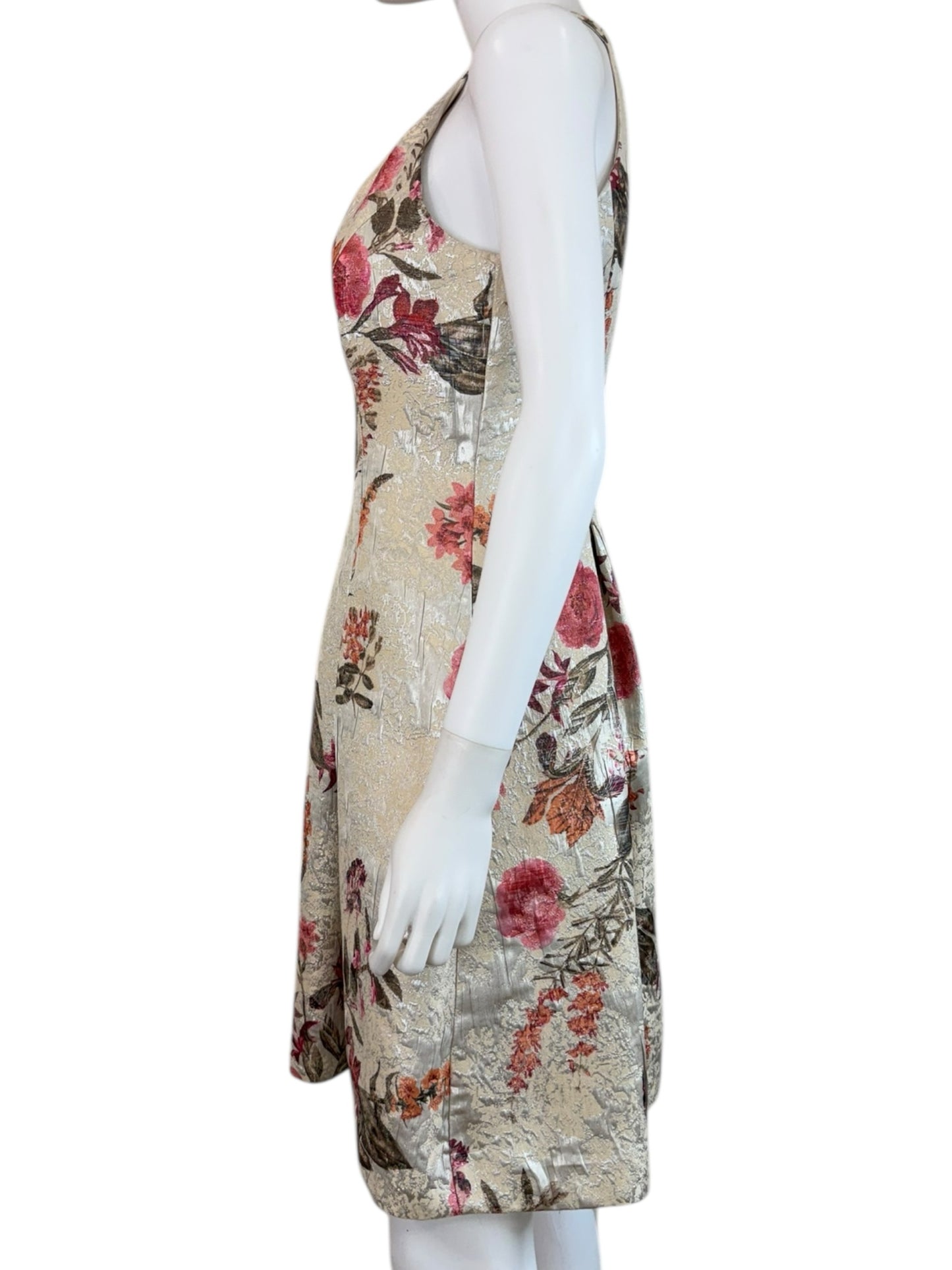 VINCE CAMUTO Metallic Floral Jacquard Mini Dress Size 4