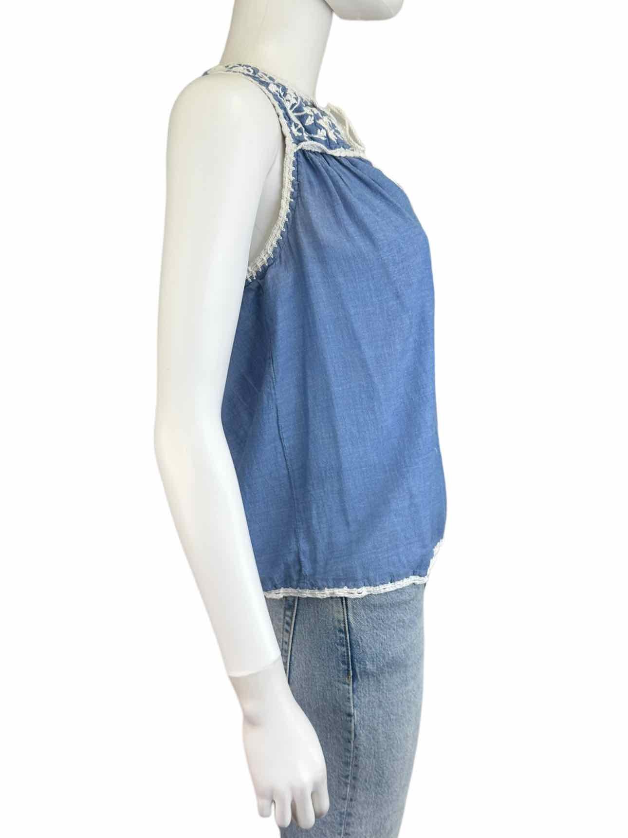 Joie Blue 100% Cotton Embroidered Shell Size XS