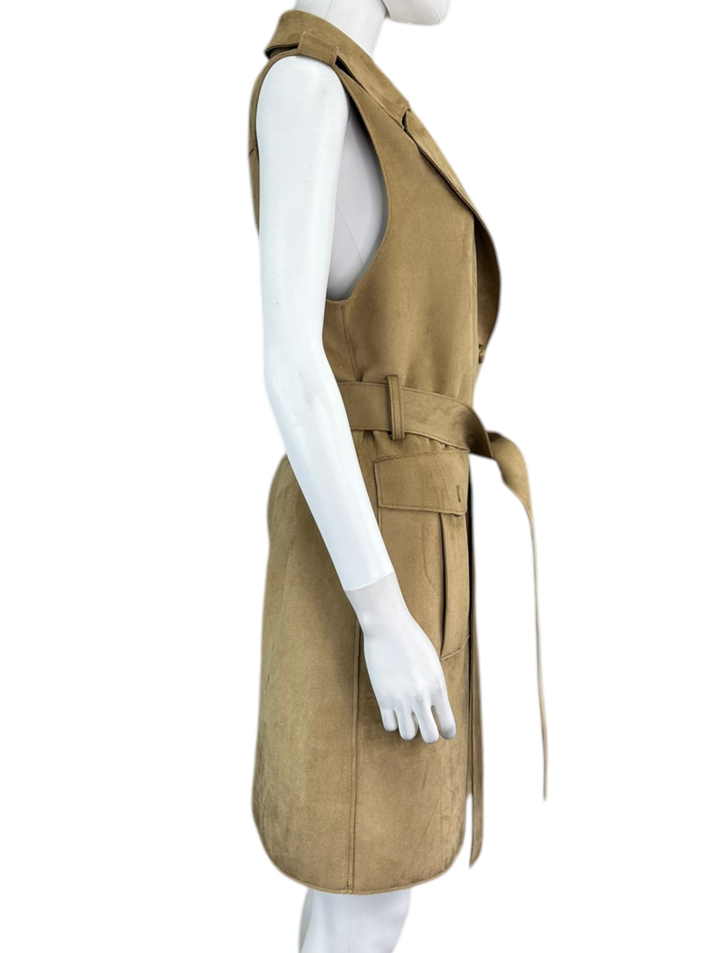 BANANA REPUBLIC Tan Suede Midi Vest Dress Size M  NWT