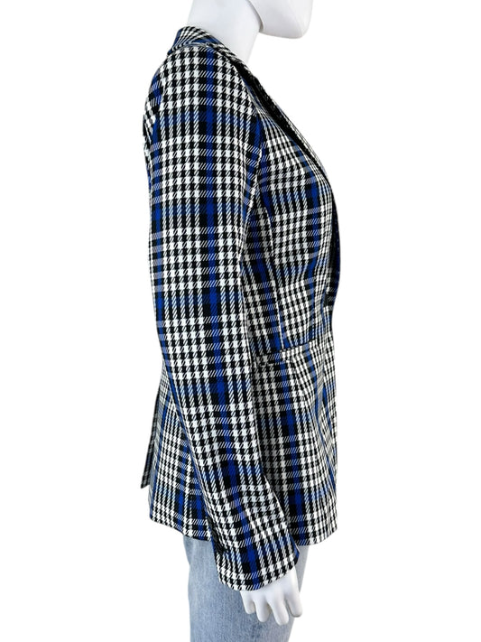 BANANA REPUBLIC Blue Plaid Long and Lean Blazer Size 4