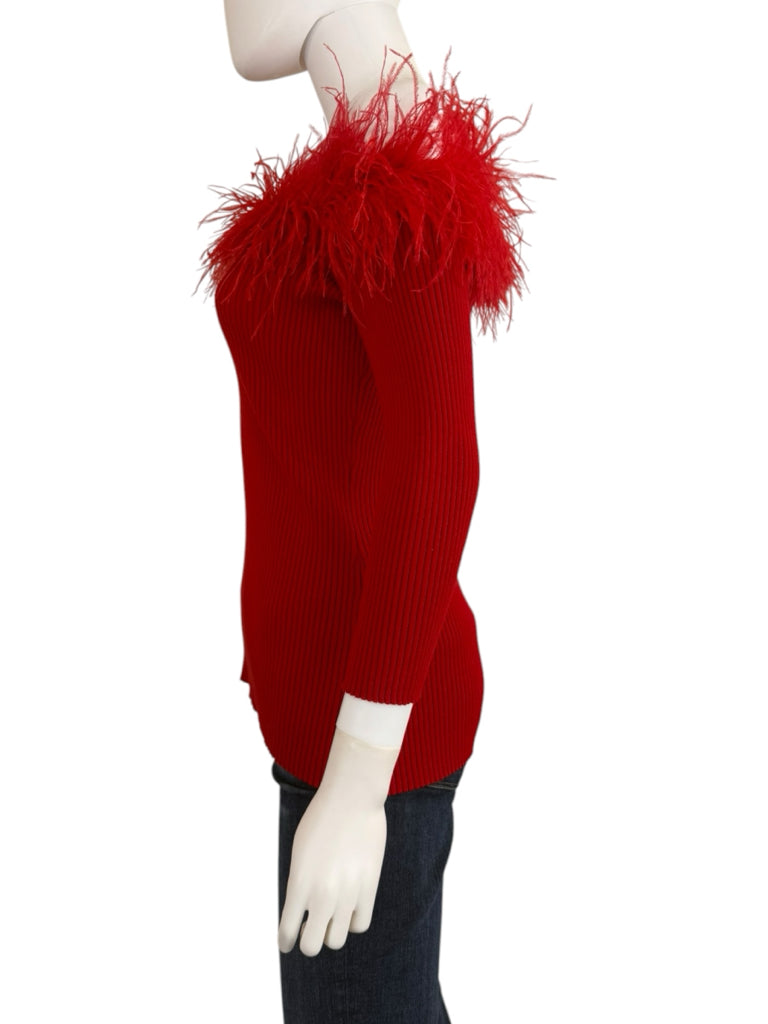 MILLY NWT Ruby Red Feather Top Size M
