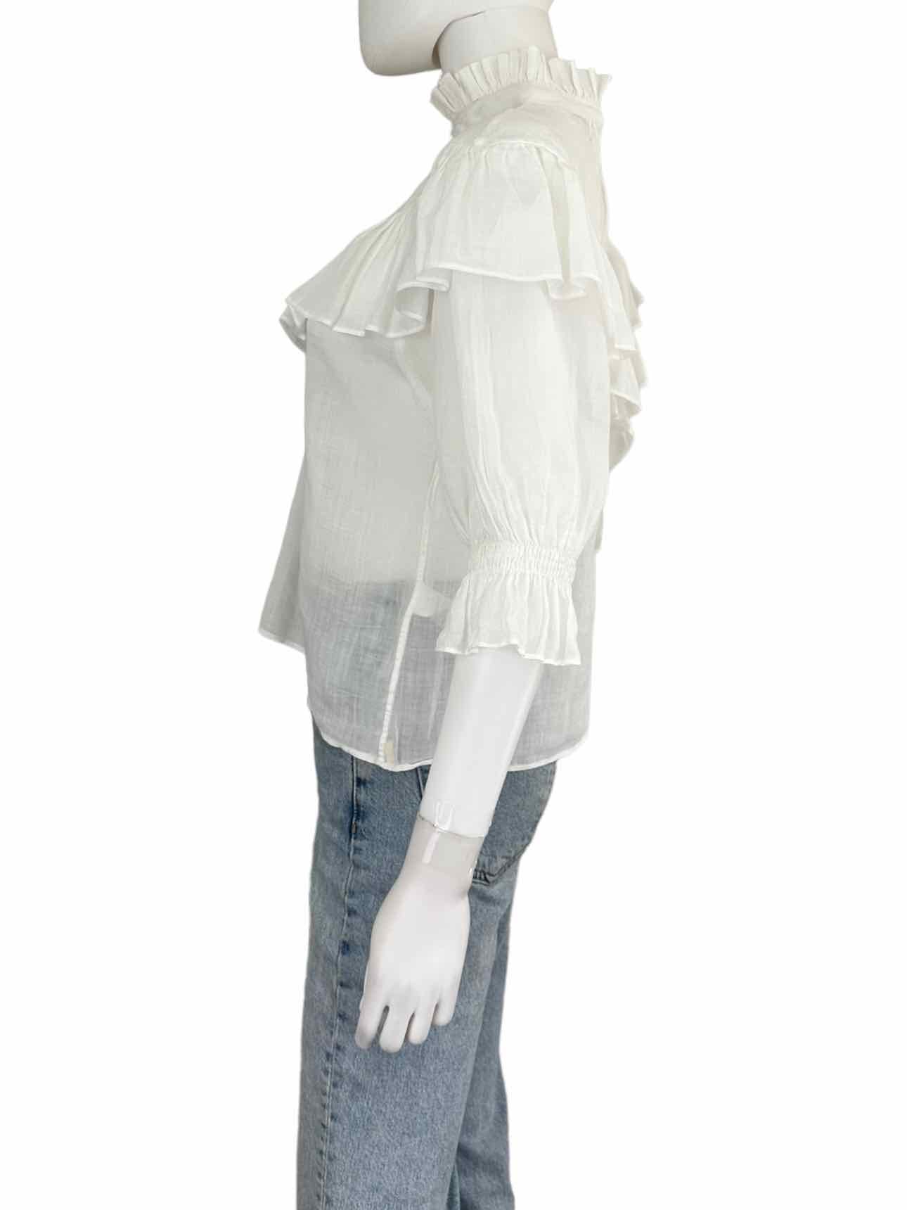 FRAME White Ruffle Blouse Size S