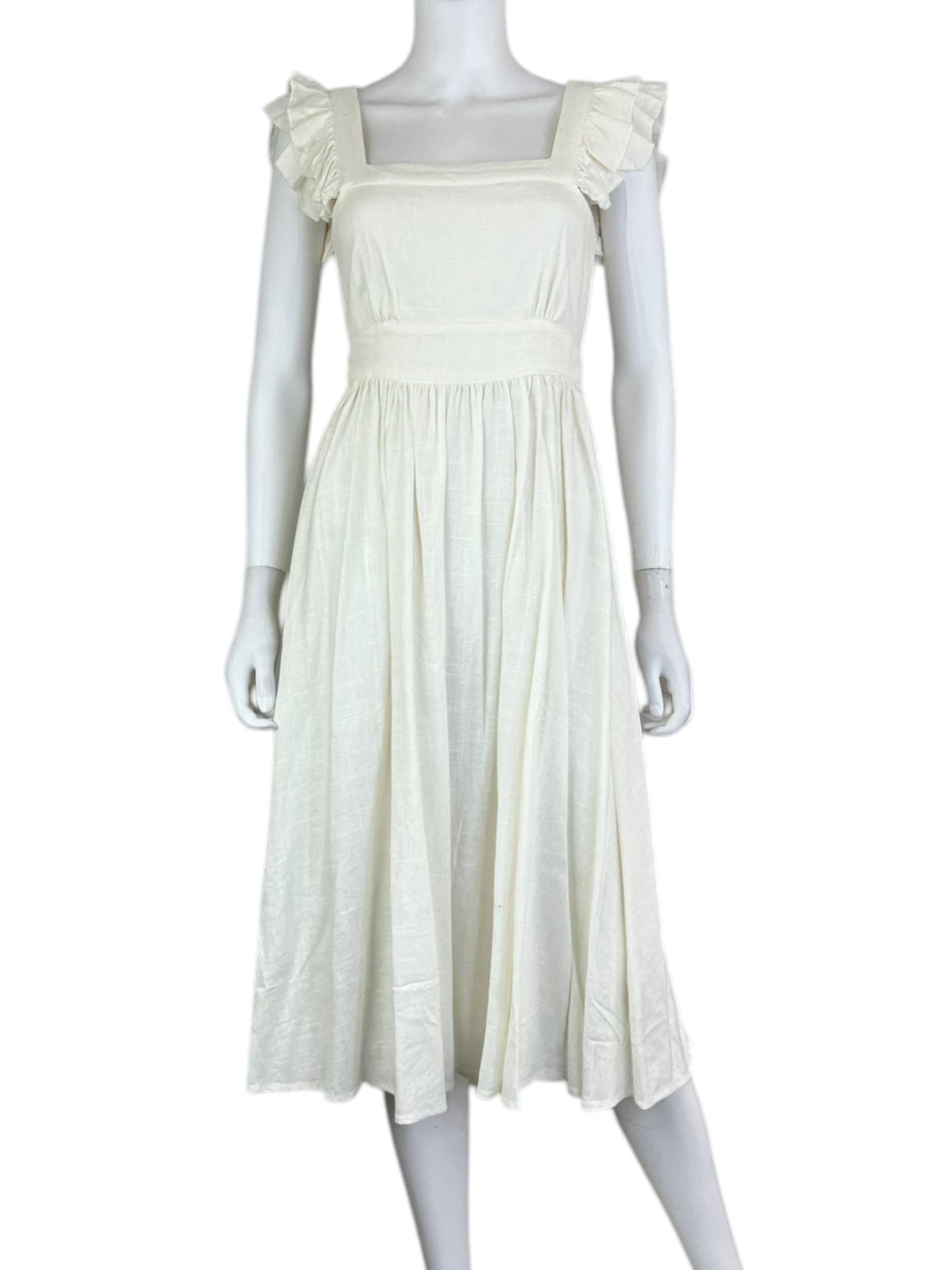 Spell Size Cream Ruffle Midi Dress Size XS