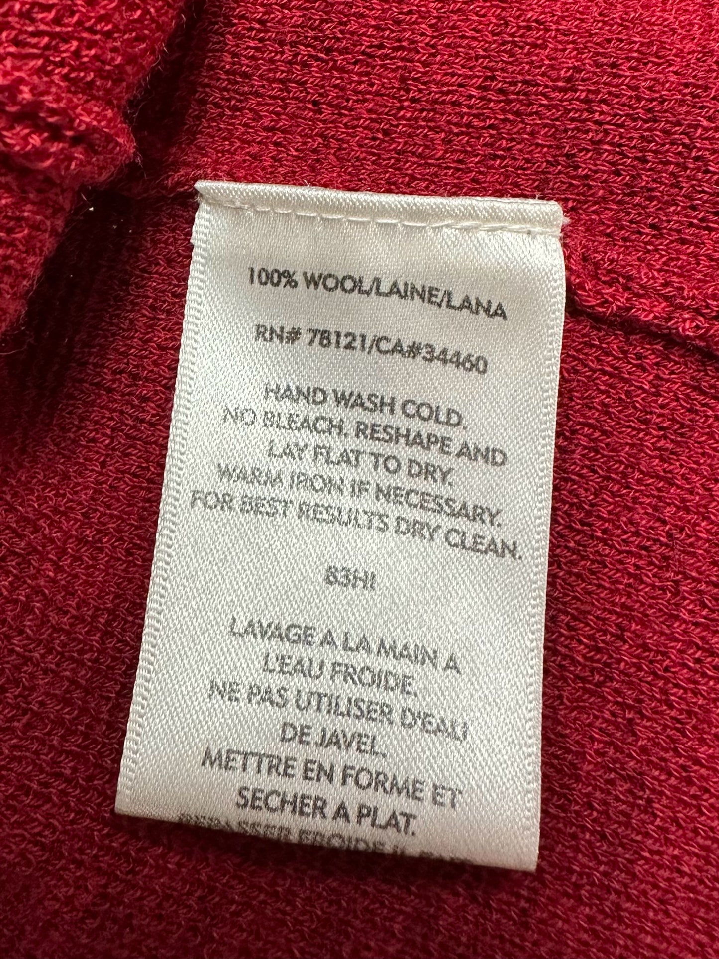 EILEEN FISHER Red 100% Wool Sweater Duster Cardigan Size M