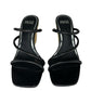 PAIGE Black Leather Stacey Three-Band Wedge Espadrilles Size 8