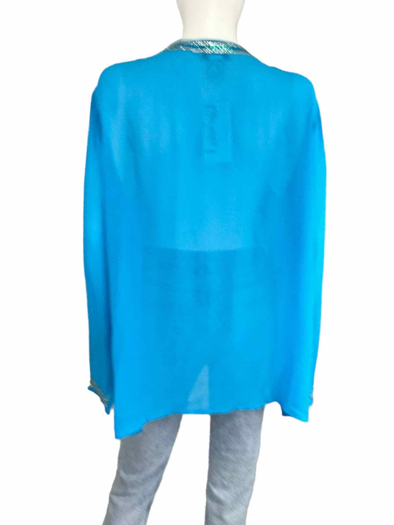 Susan Graver 100% Silk Turquoise Blouse Size XL