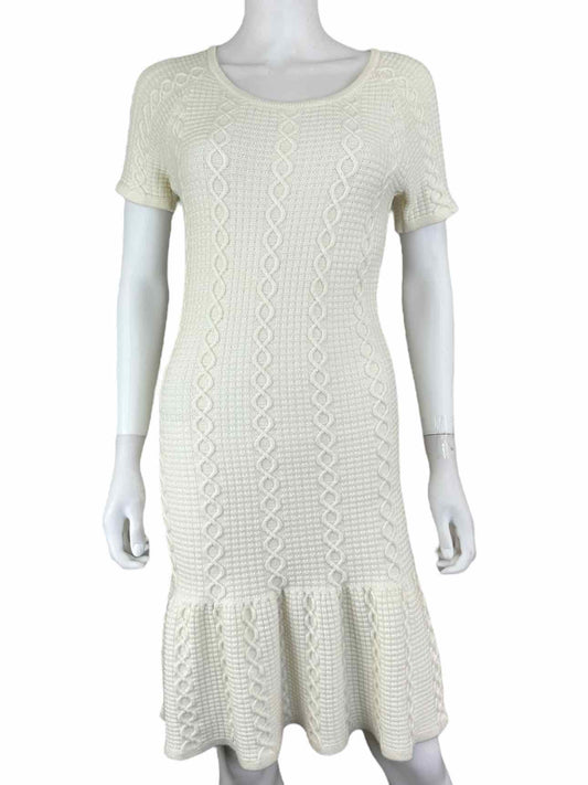 Sam Edelman Cream Cable Knit Midi Dress Size M