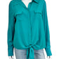 ANTONIO MELANI 100% Silk Teal Button Down Size Shirt Size L