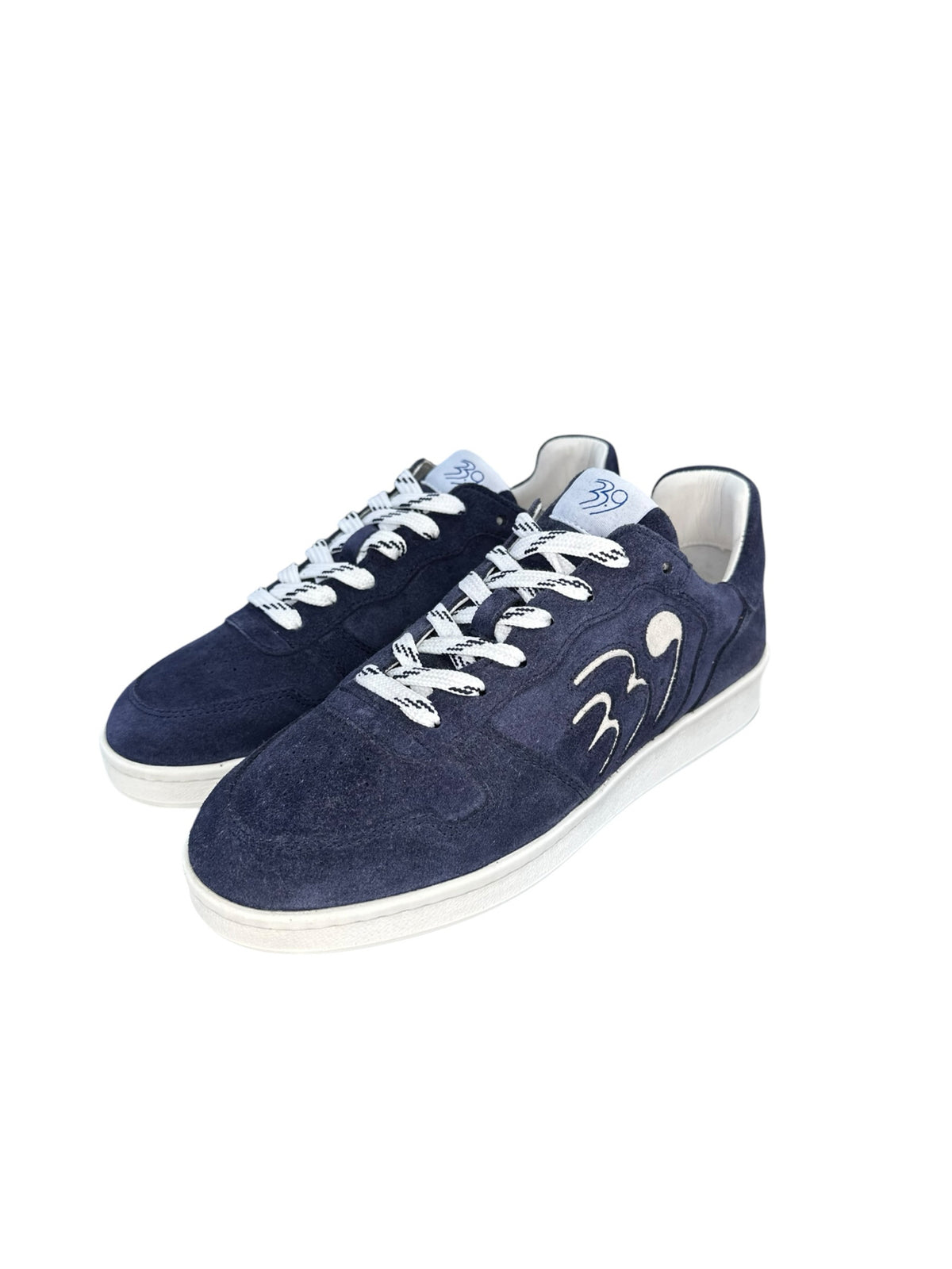 33.9 Women's Navy Blue Suede Signature Sneaker Size 37