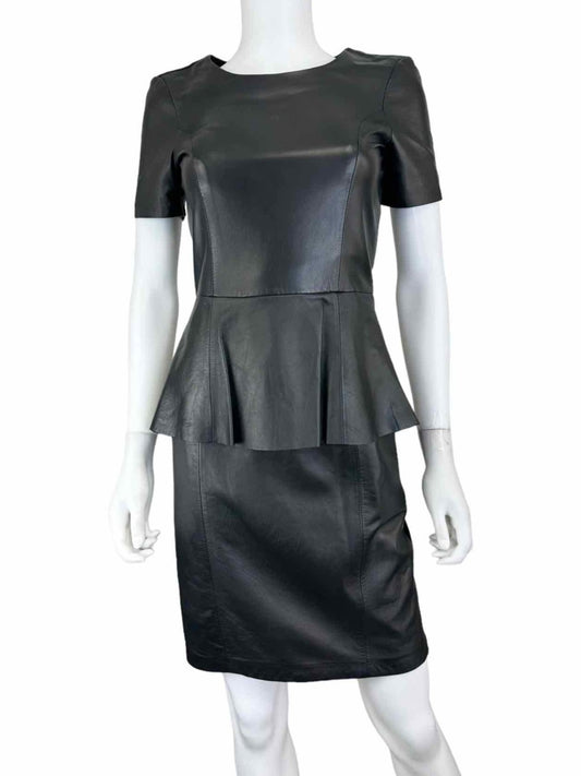 ANTONIO MELANI NWT Black Genuine Leather TANYA Mini Dress Size 0