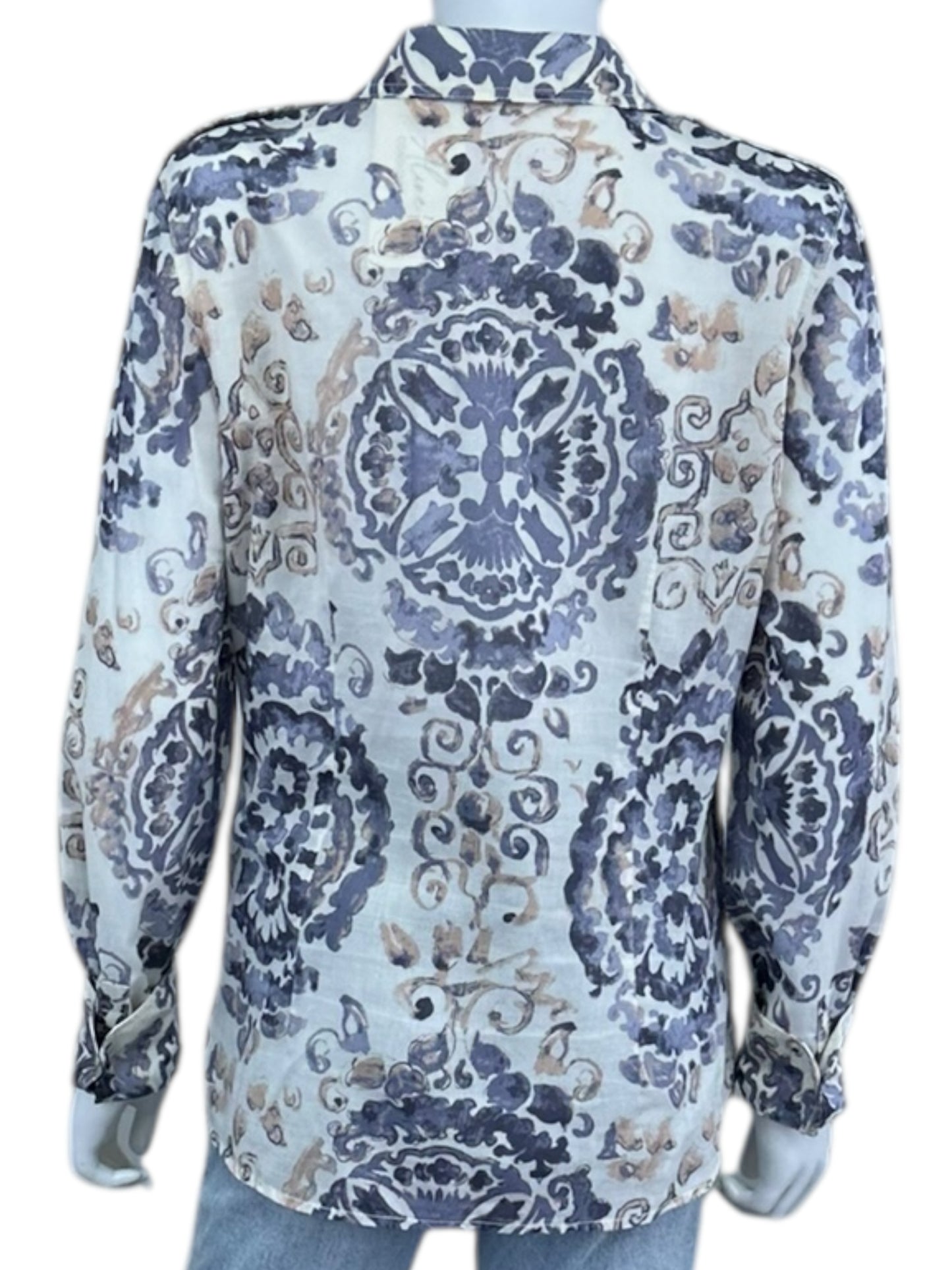 Tory Burch 100% Cotton Paisley Button-Down Shirt Size 12