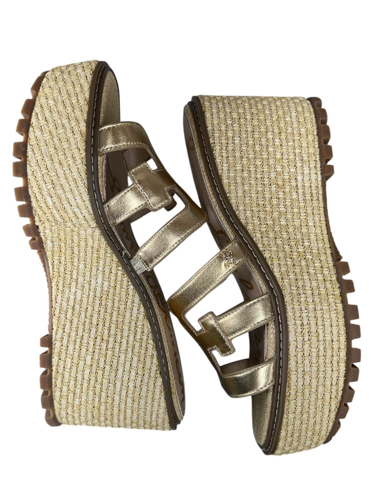 Sam Edelman Gold Laine Espadrille Platform Wedges Size 9