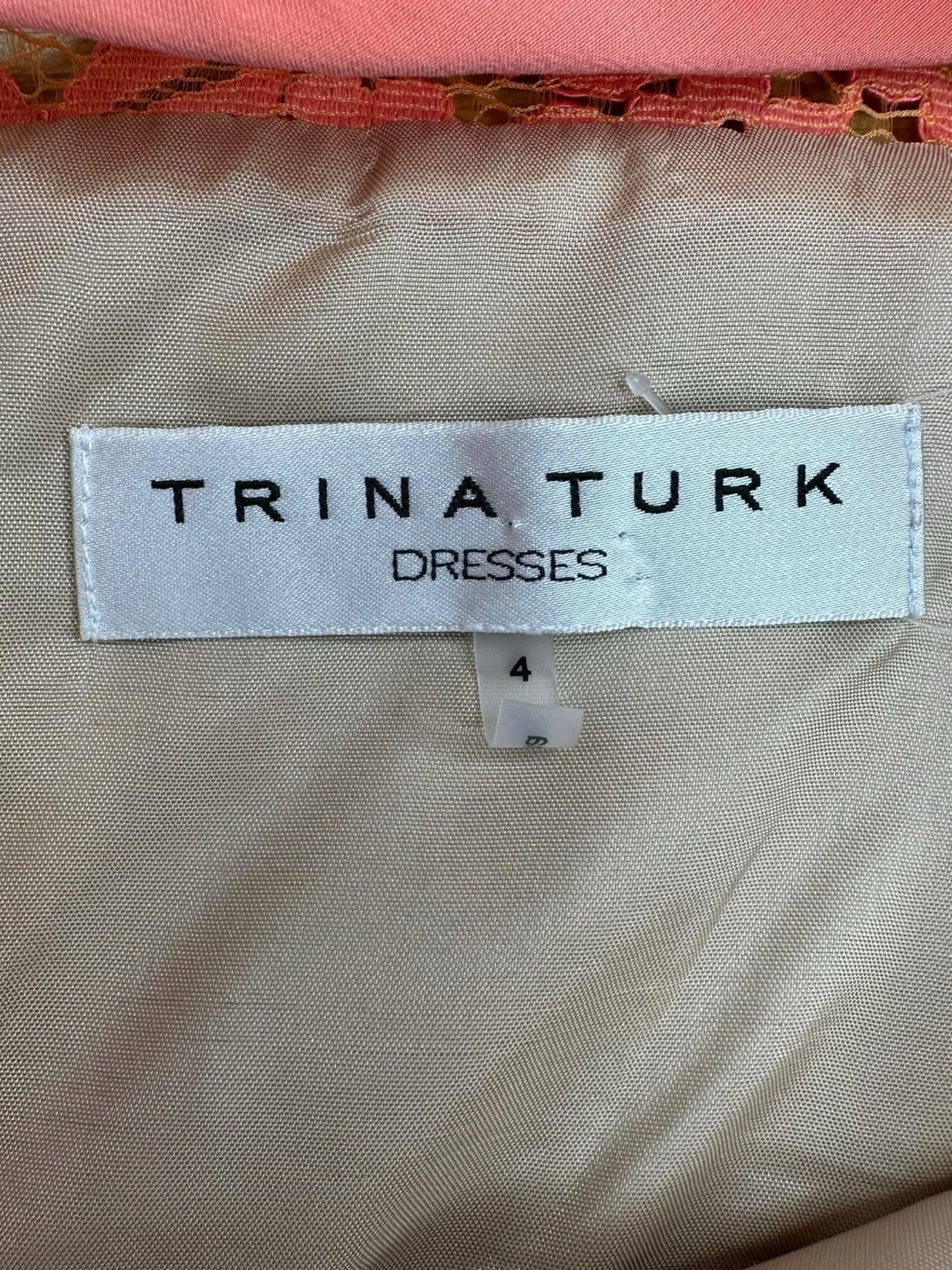 TRINA TURK Coral Lace Cocktail Dress Size 4
