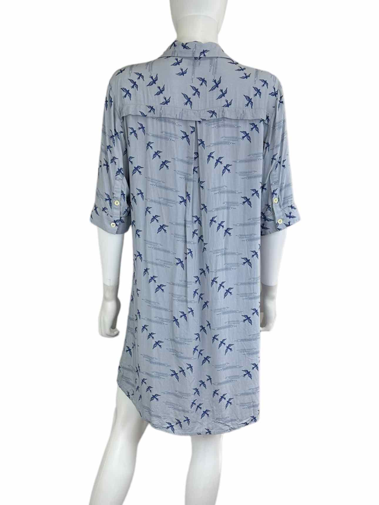 11.1.tylho Blue Bird Print Dress Size XL