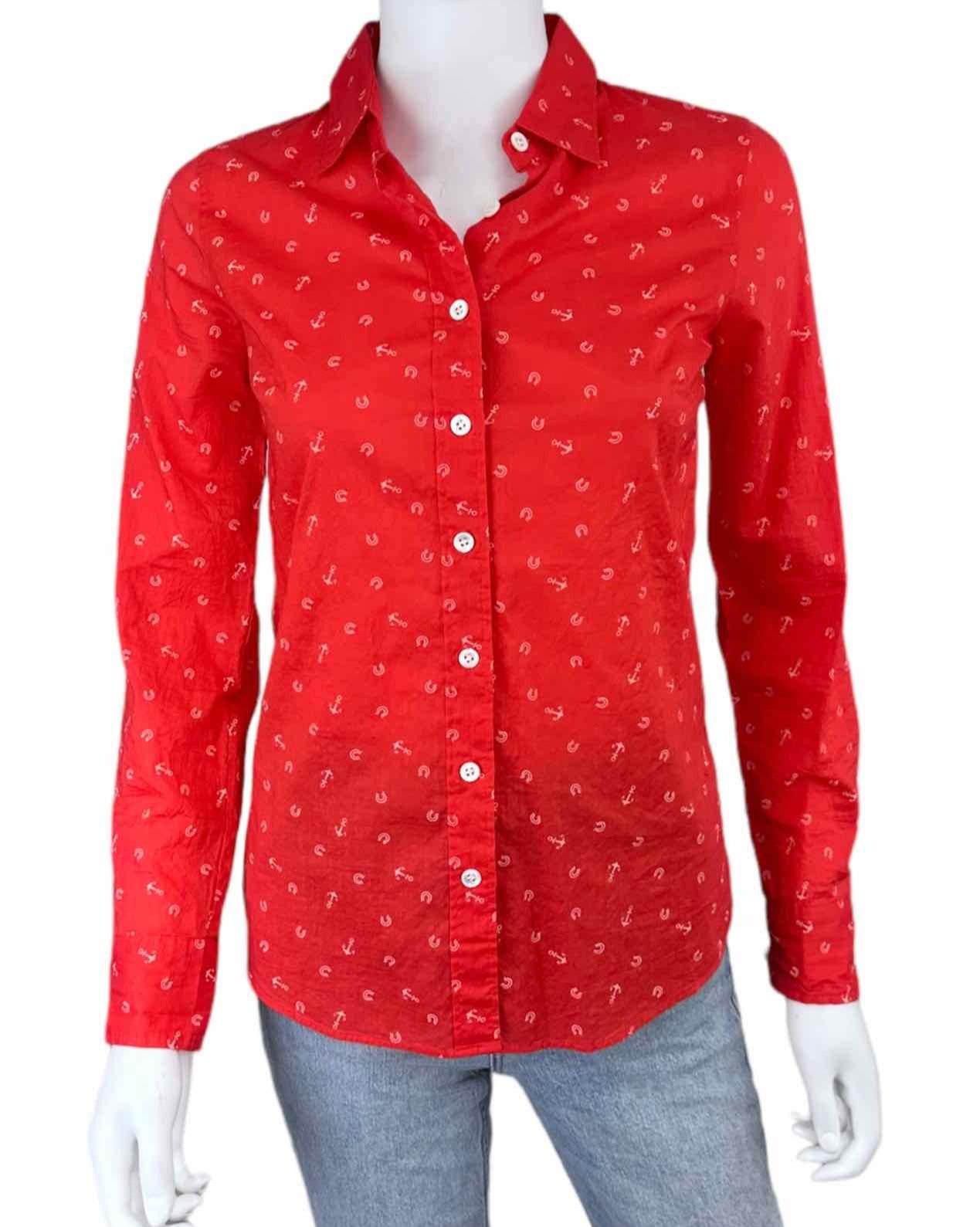 J. Crew NWT Red Anchor Print Perfect Shirt Size 00