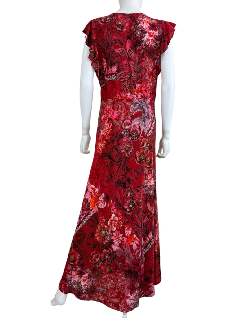Robert Graham Red Floral Maxi Dress Size 12