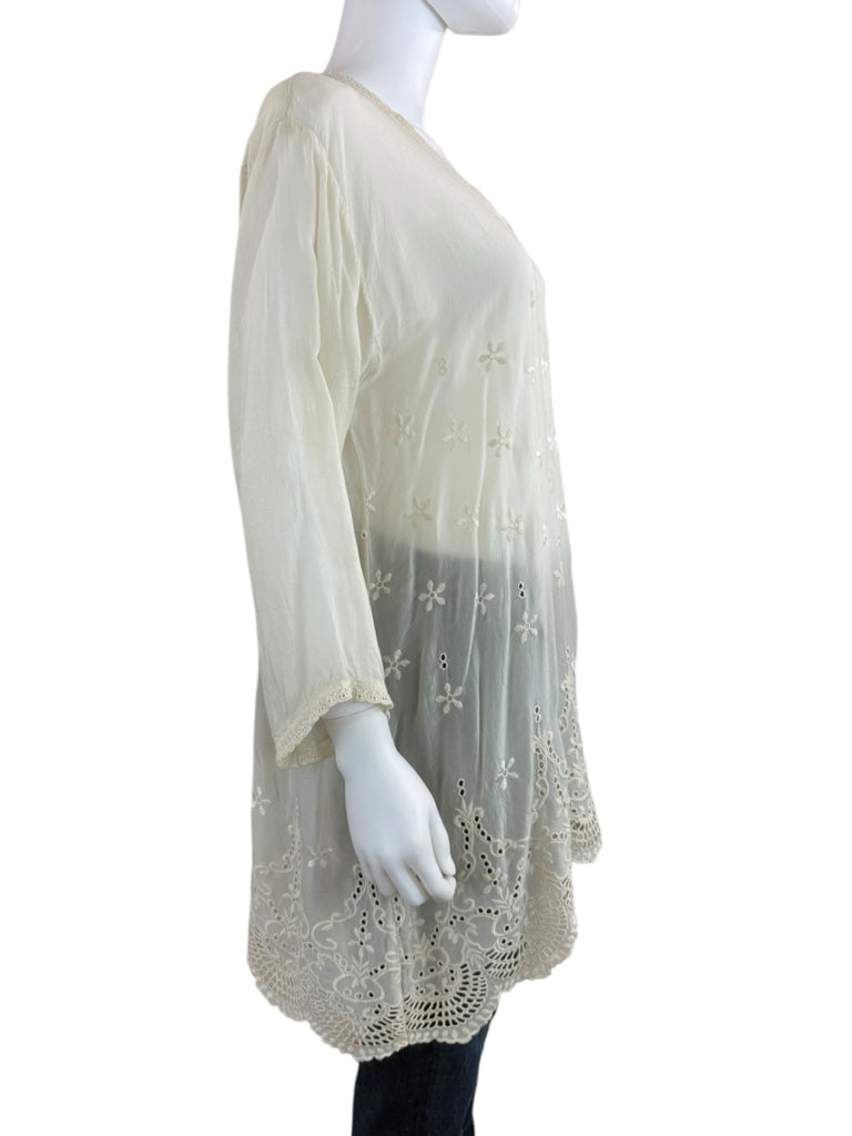 Johnny Was Ivory Embroidered Tunic Size L