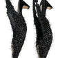 ELIZABETH DAMRICH x ANTONIO MELANI NEW Black Moon Boucle Ornamented Frayed Slingback Size 7