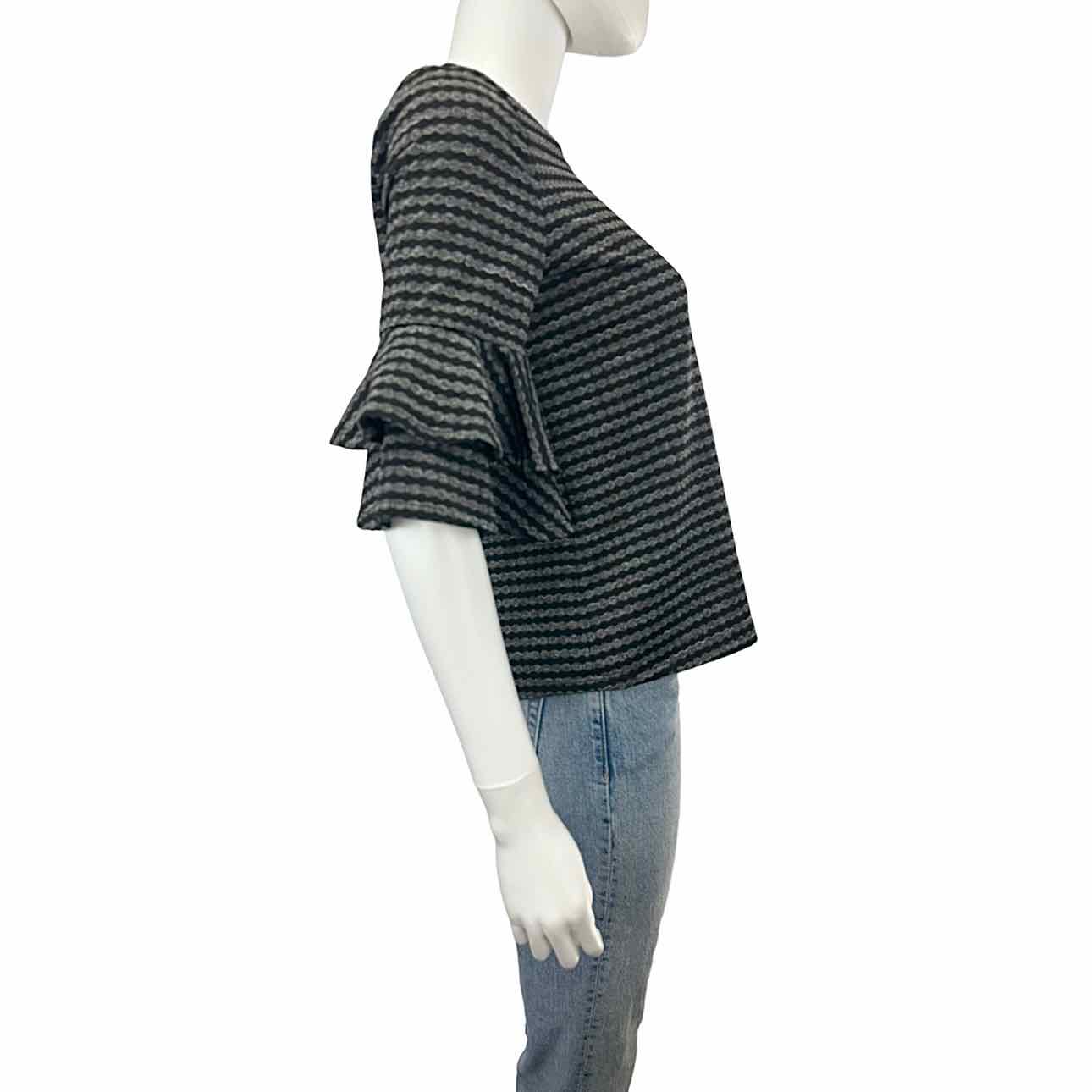 CeCe Black Striped Knit Top Size XS