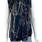 ecru Navy 100% Silk Print Blouse Size M
