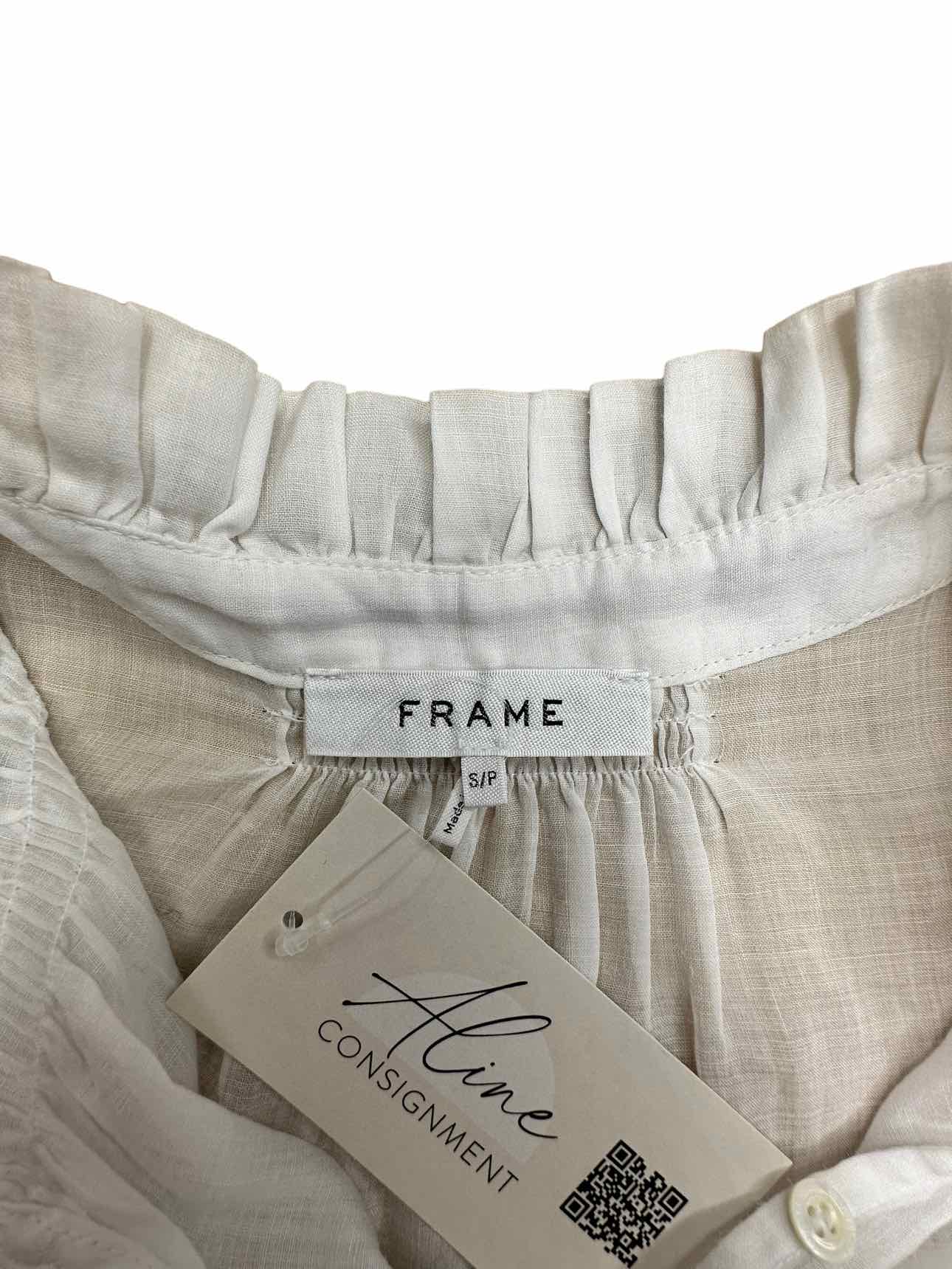 FRAME White Ruffle Blouse Size S