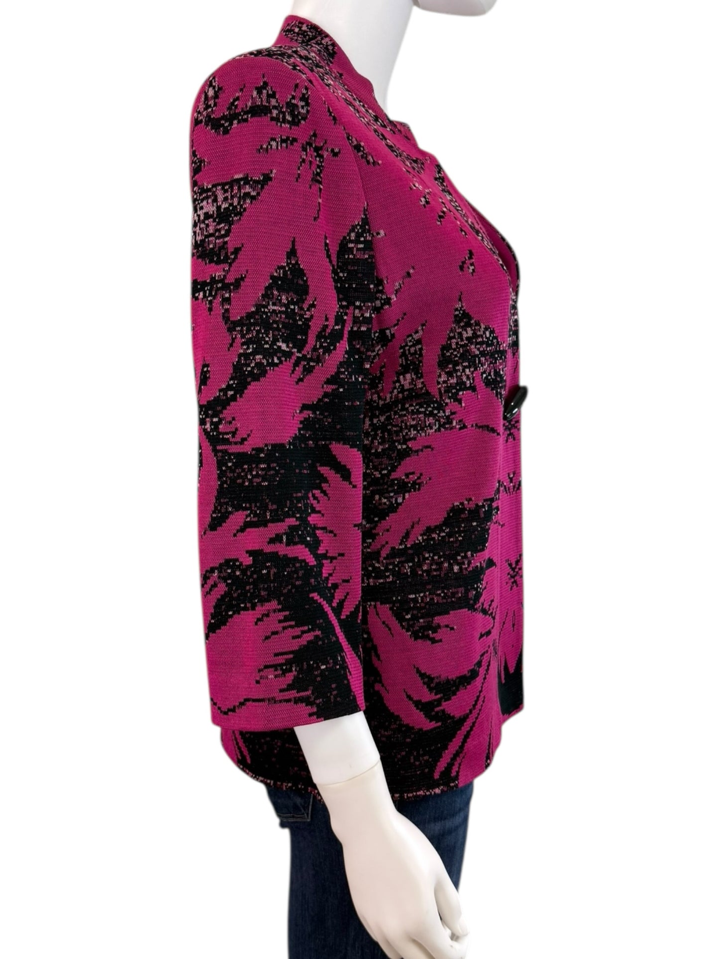 MING WANG Black And Pink Knit Jacket Size S