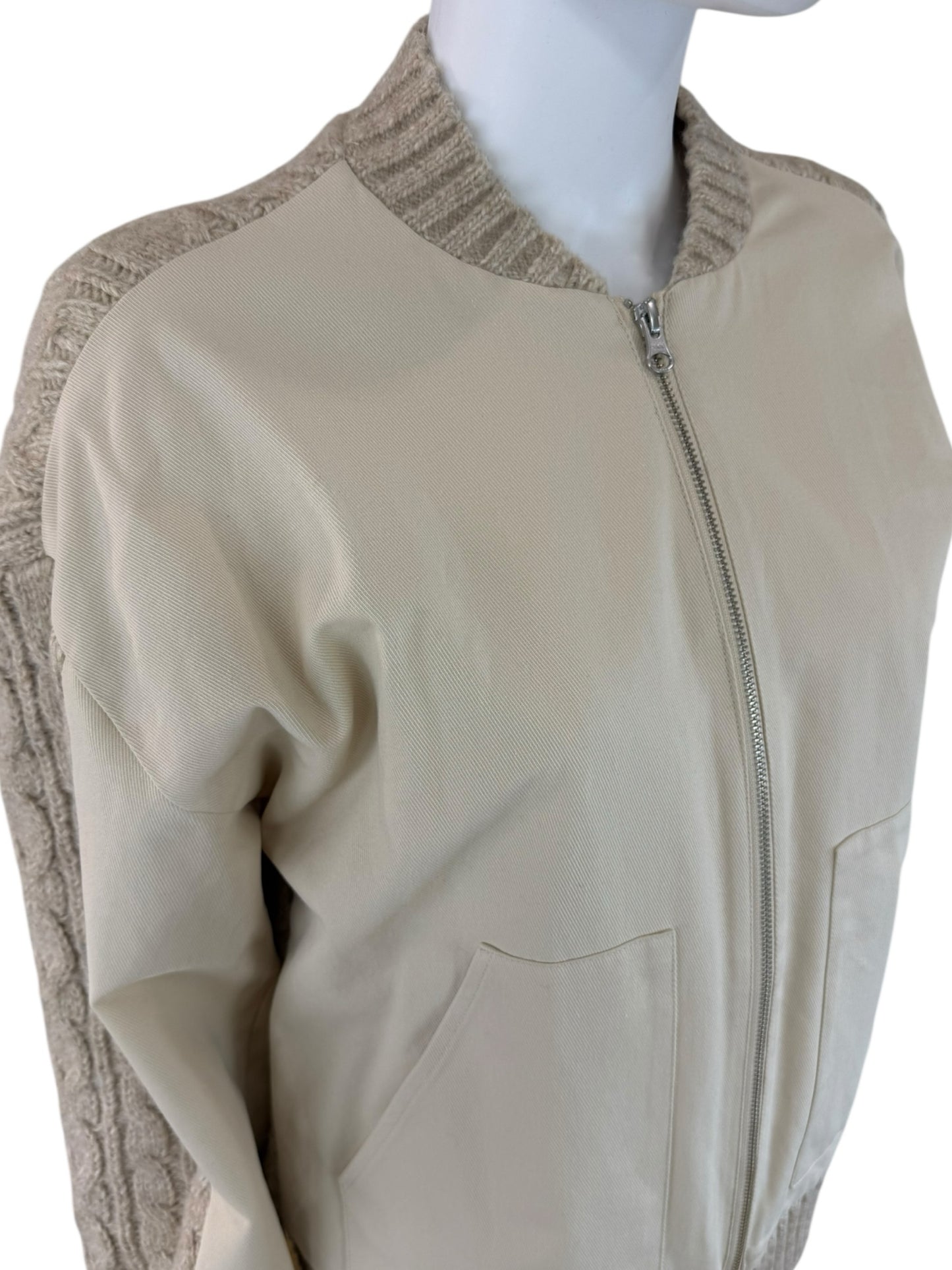 Anthropologie NWT Beige Central Park West Myles Cable Knit Cardigan Sweater Size M