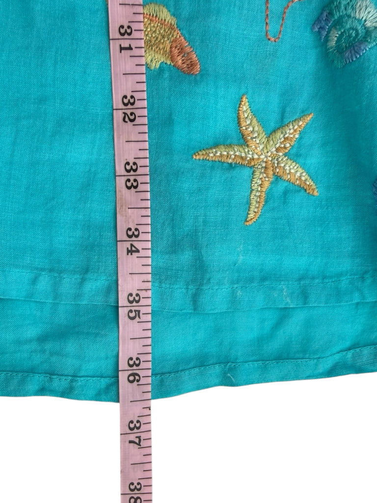 Johnny Was Aqua Embroidered Ocean Life Tunic Dress Size S