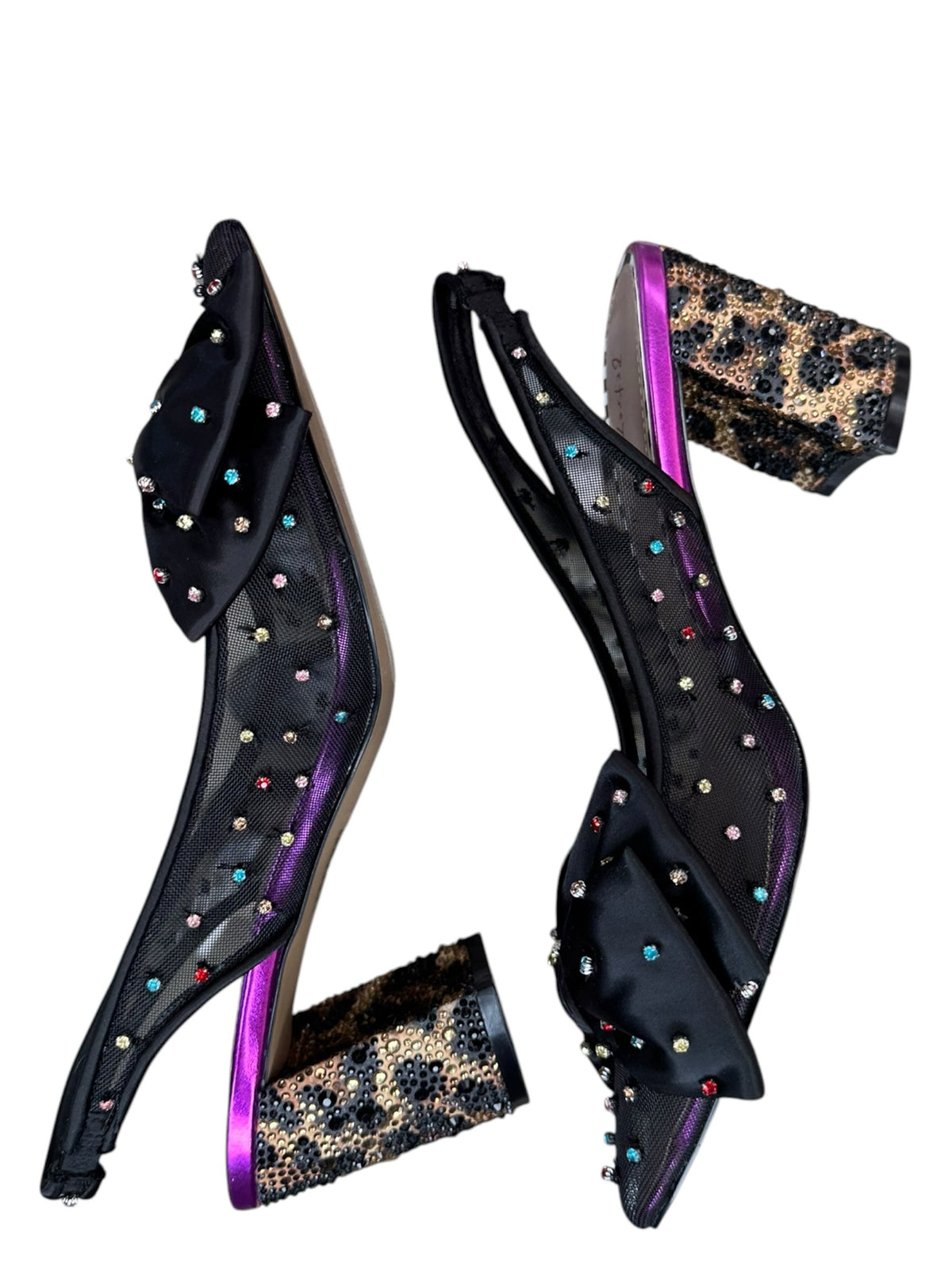 Betsy Johnson NWOT Black Rhinestone Dafney Pointed-Toe Slingback Pumps Size 7