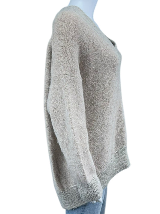 BROCHU WALKER Beige Wool Alpaca Blend Sweater Size L