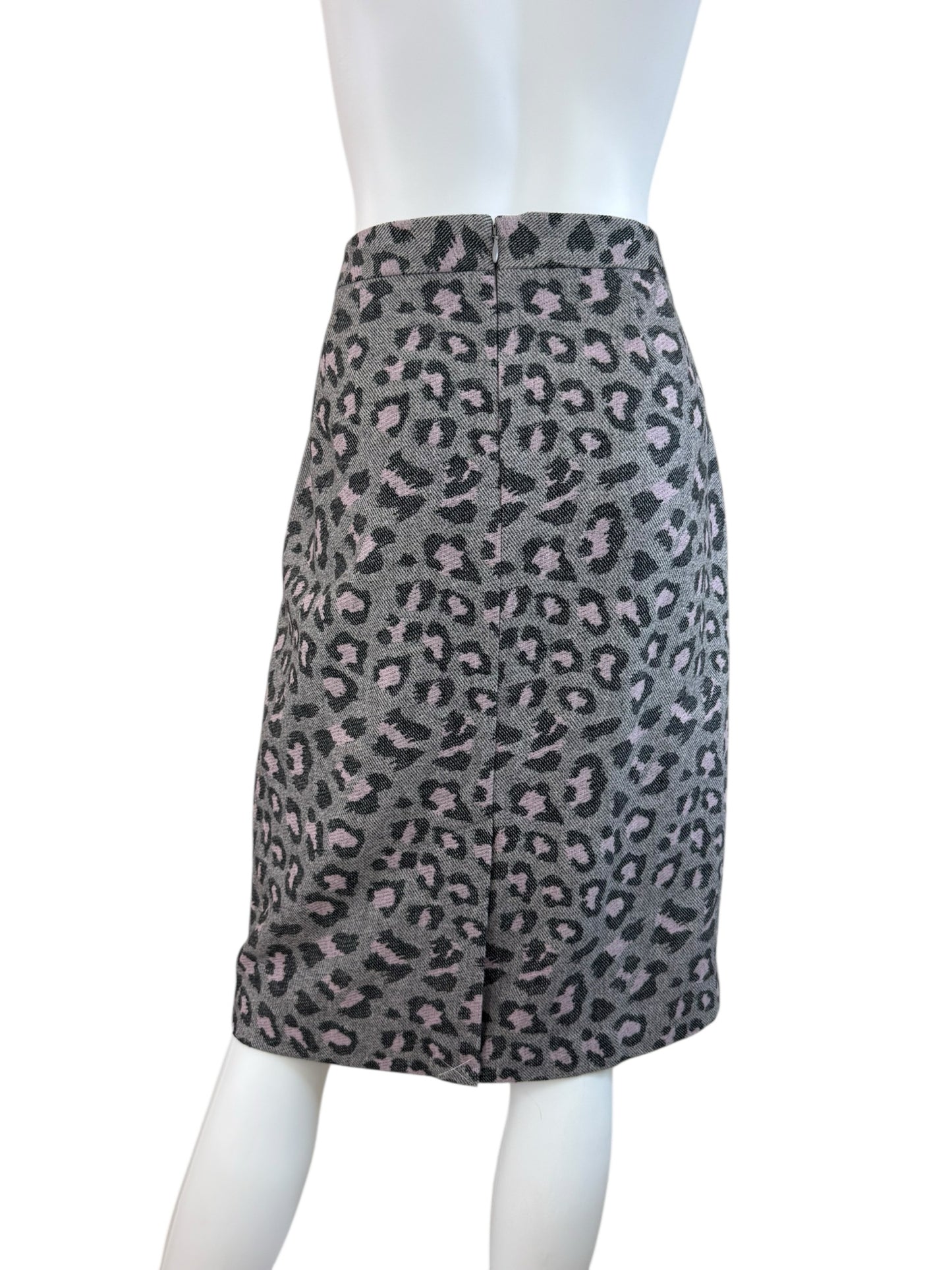 Talbots NWT Gray Leopard Print Pencil Skirt Size 10