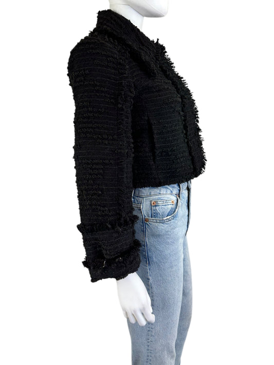 EQUIPMENT Black Tweed Cropped Jacket Size XS