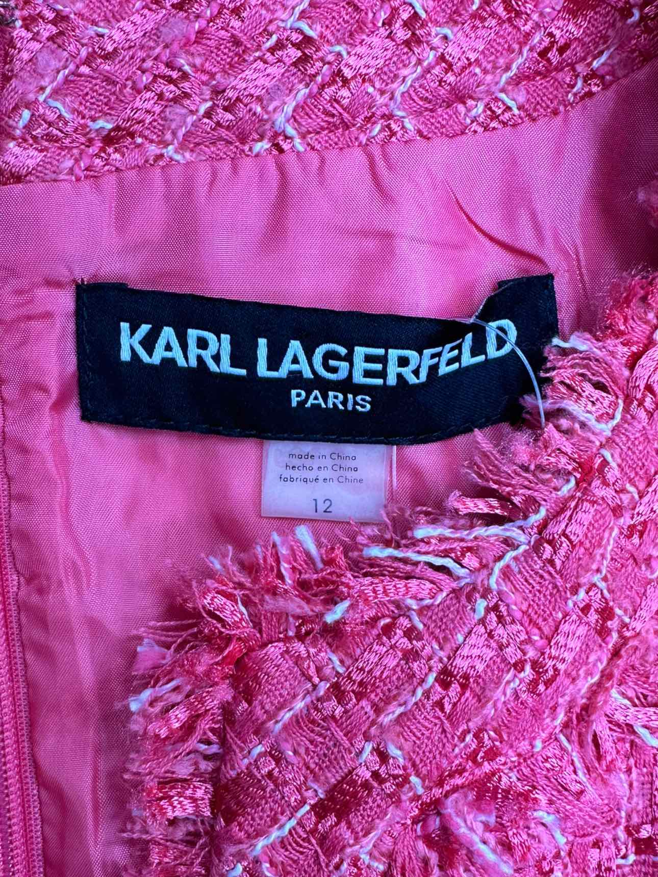 KARL LAGERFELD Pink Tweed Dress Size 12