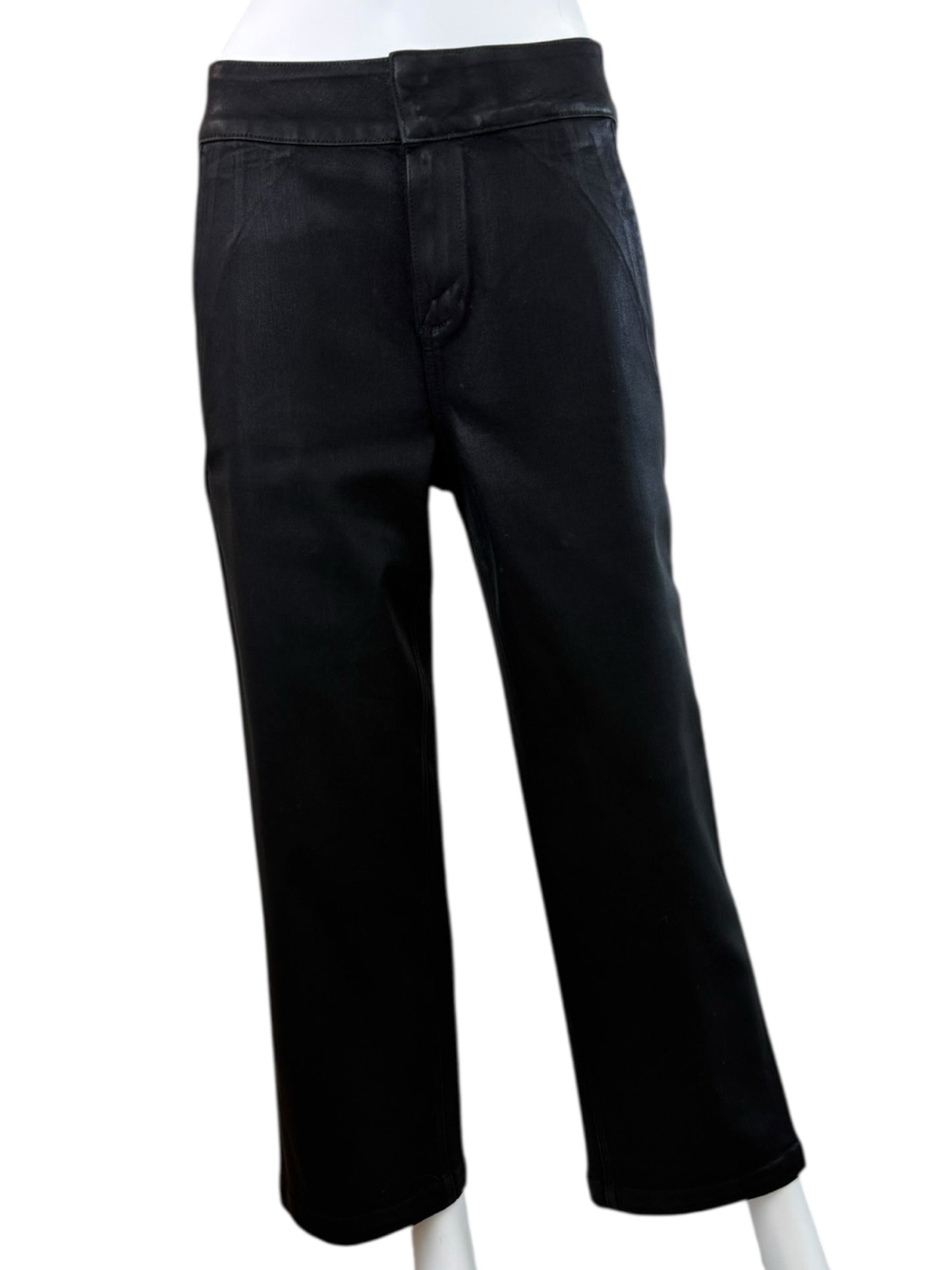 PAIGE Black Fog Luxe Coating NELLIE Trousers Size 29