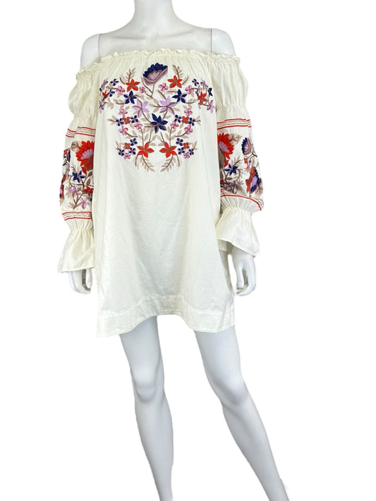 Free People White and Floral Multicolor Casual Dress Size S