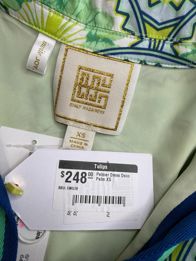 Emily McCarthy NWT Green Deco Palm Palmer Dress Size XS