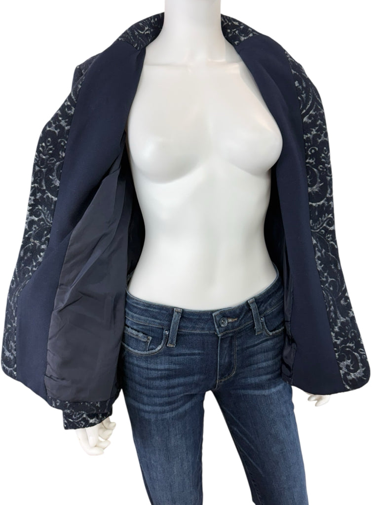 Cabi Navy Paisley Jacquard Blazer Size 6