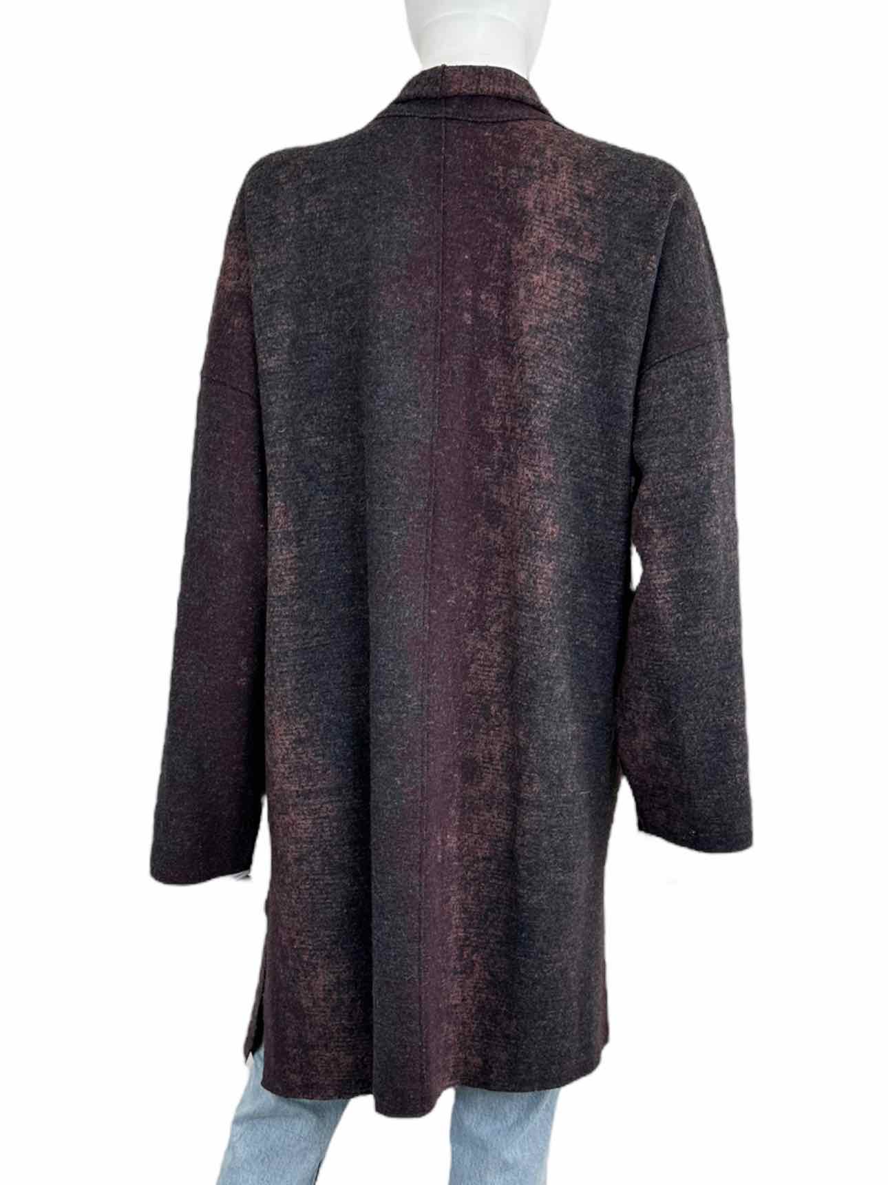 EILEEN FISHER Wool Blend Burgundy Cardigan Size L/XL