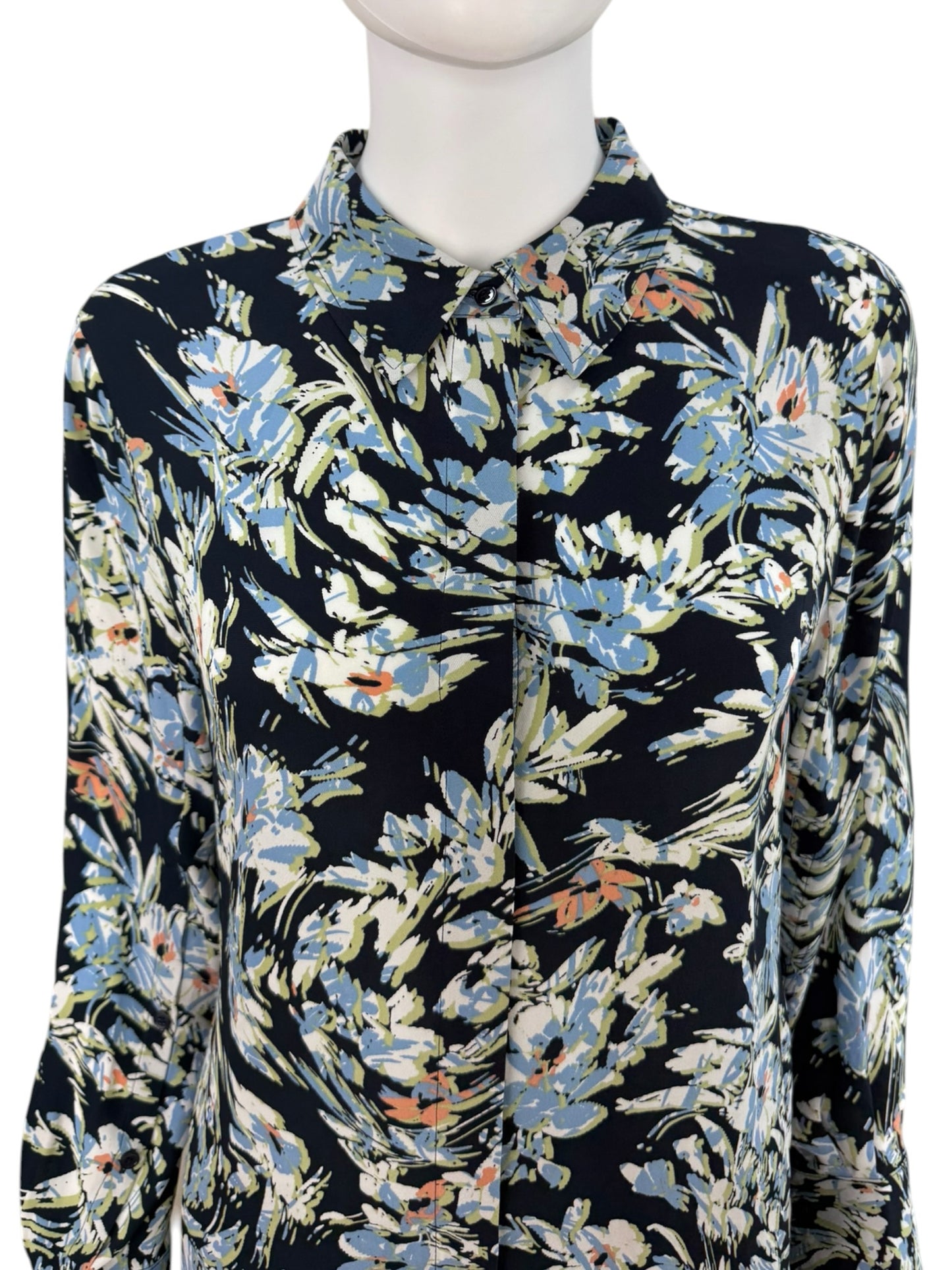 Reiss Blue Paisley Print Button-Down Shirt Size 8