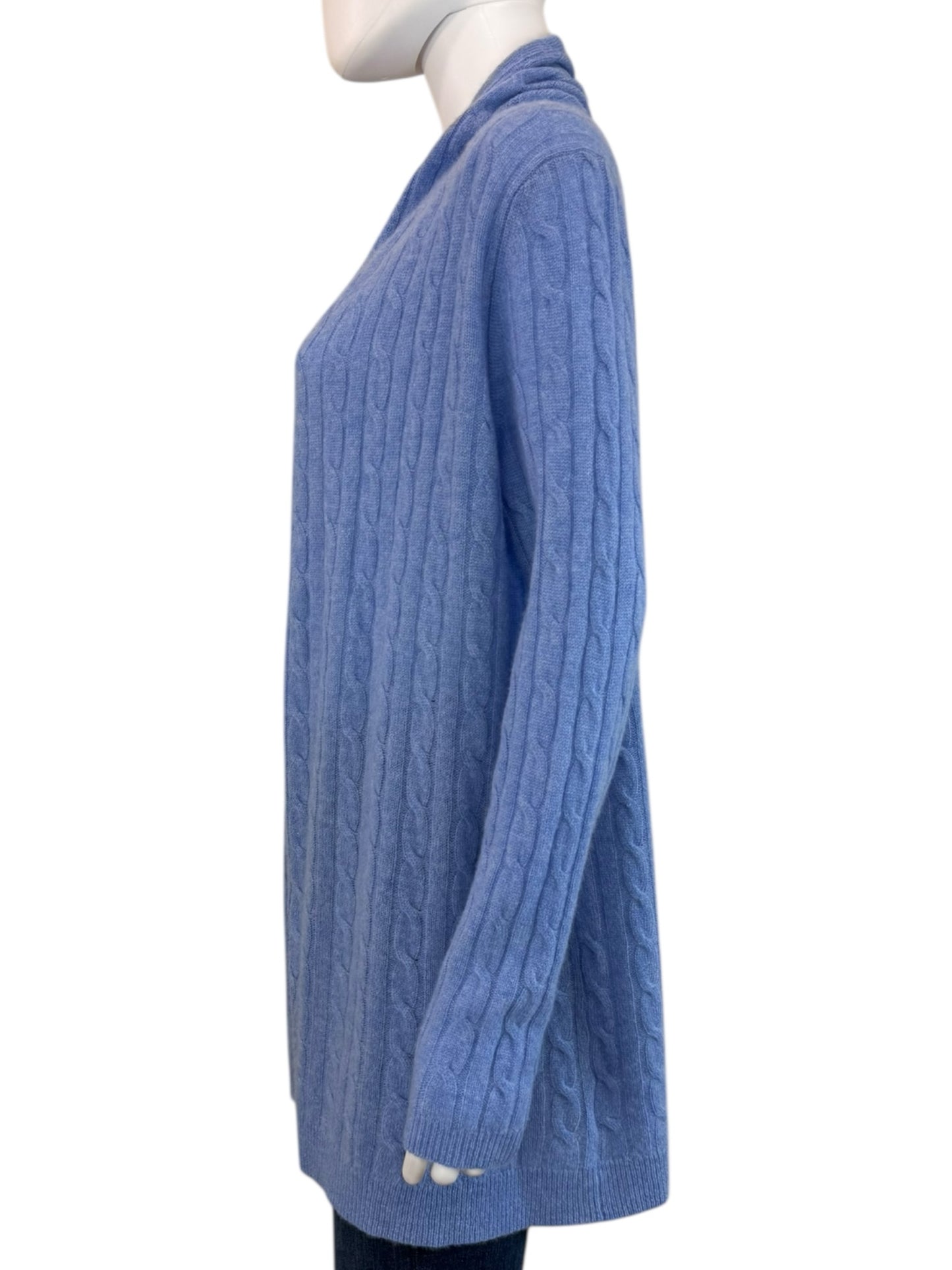 WHITE + WARREN Blue 100% Cashmere Sweater Cardigan Size L