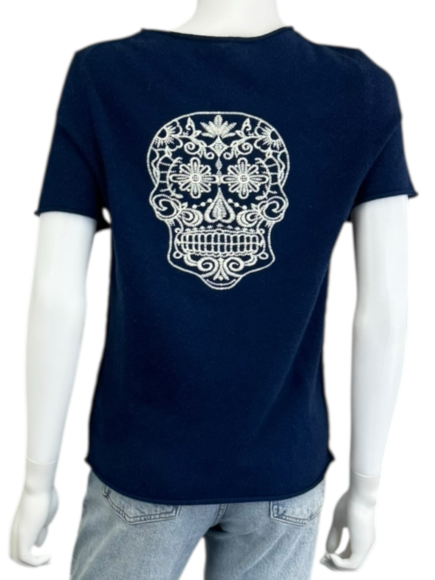 SKULL CASHMERE Navy 100% Cashmere Sweater Size M