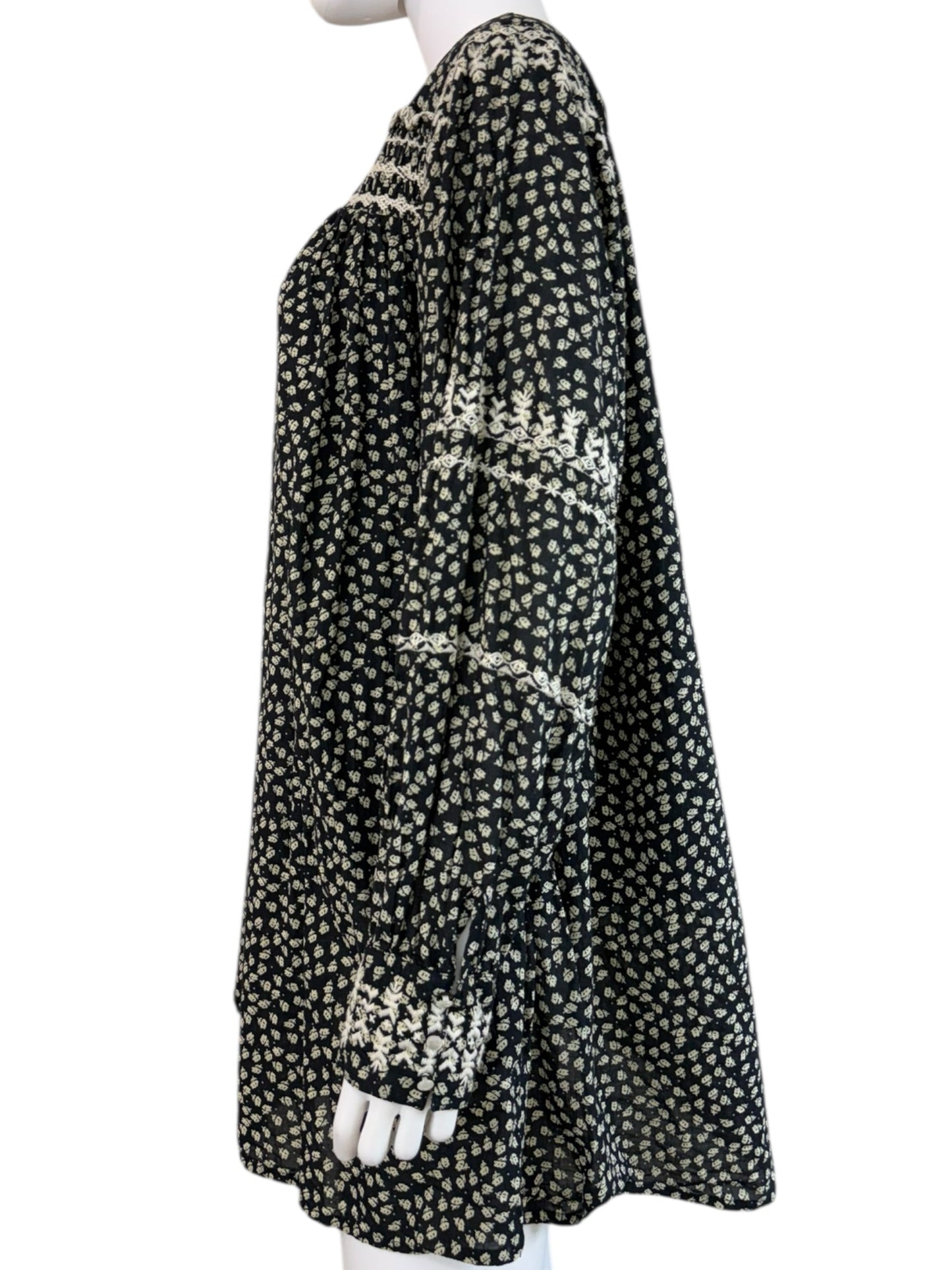 Free People Black Floral Mini Dress Size S